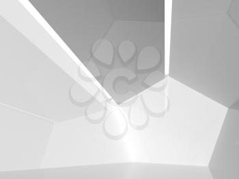 Empty white minimal geometric interior. 3d render illustration