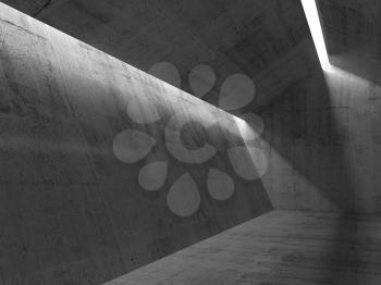Empty minimal concrete interior with ceiling lights. 3d render illustration