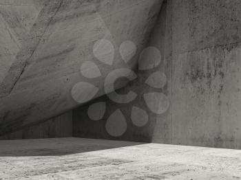 Abstract dark concrete interior, contemporary minimal architecture background, 3d illustration