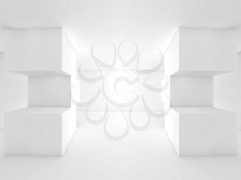 Abstract white empty room interior, contemporary design. 3d illustration