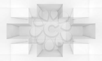 Abstract white digital background, 3d render illustration, double exposure effect