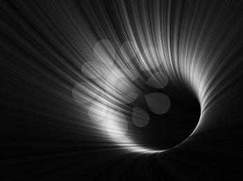 Abstract digital background, black tunnel with pattern of glowing lines, 3d illustration