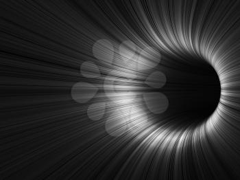 Abstract digital background, black tunnel with glowing lines, 3d render illustration