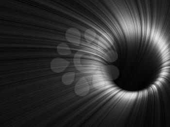 Abstract digital background, black tunnel with pattern of glowing lines, 3d render illustration