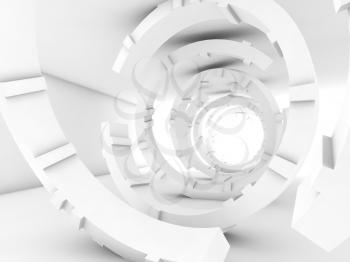 Abstract white tunnel interior, futuristic digital background, 3d illustration