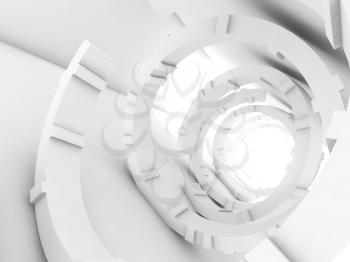 Abstract white tunnel interior, futuristic digital background, 3d render