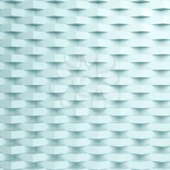 Square abstract digital background, geometric relief pattern over wall. Blue toned 3d render illustration