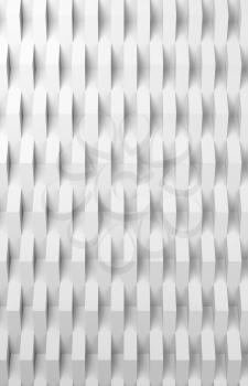 Abstract white digital background, geometric relief pattern, corners over wall. Vertical 3d render illustration