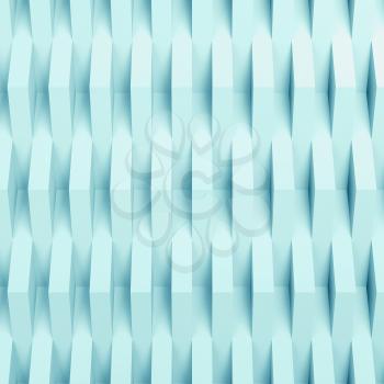 Square abstract digital background, vertical relief pattern over wall. Blue toned 3d render illustration