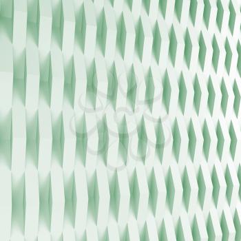 Square abstract digital background, relief pattern over wall. Green toned 3d render illustration
