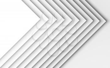 Abstract white background, geometric pattern of paper corners. 3d illustration