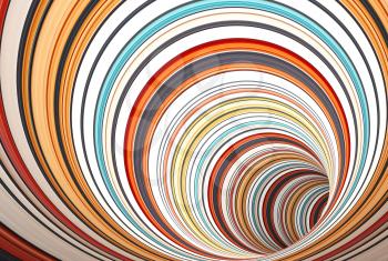 Abstract digital background pattern, turning tunnel of colorful rings, 3d render illustration