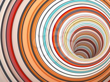 Abstract digital background pattern, tunnel of colorful rings, 3d render illustration