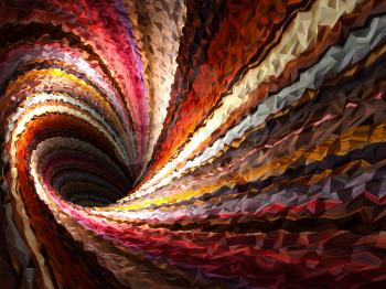 Abstract colorful digital background, empty twisted triangulated tunnel, 3d render illustration
