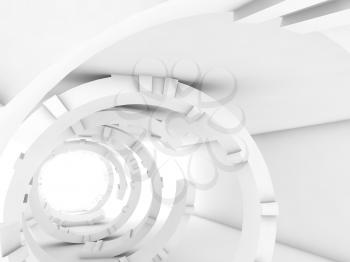 Abstract white interior, futuristic digital tunnel background, 3d render