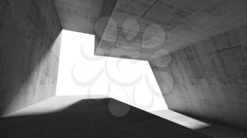Empty abstract concrete interior with white window opening. Modern minimalistic architecture background, 3d illustration