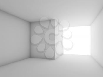 Abstract white contemporary interior, empty room with daylight from blank window. 3d render illustration