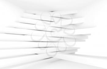 Abstract white digital graphic background. White pattern of intersected stripe beams, 3d render illustration with double exposure effect