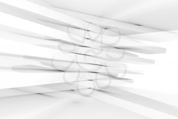 Abstract white digital background. White interior with pattern of intersected stripe beams, 3d render illustration with double exposure effect