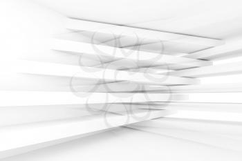 Abstract white digital graphic background. White inteior with pattern of intersected stripe beams, 3d render illustration with double exposure effect