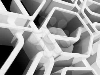 Abstract shiny honeycomb structures background, 3d render illustration