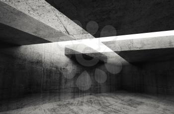 Abstract dark concrete interior background, intersected walls, digital  illustration with double exposure effect, 3d render 