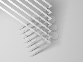 Abstract white background, geometric pattern of corners with soft shadows. 3d render illustration