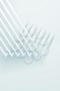 Abstract vertical white background, geometric pattern of corners with soft blue shadows. 3d render illustration