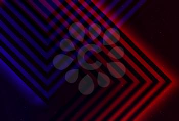 Abstract dark digital background. Geometric pattern of intersected blue and red glowing corners useful as a mobile gadgets wallpaper image. 3d render illustration