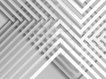 Abstract white background, geometric pattern of intersected paper stripes. 3d render illustration