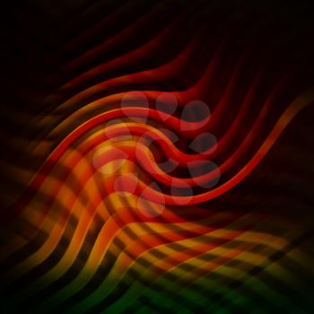 Abstract dark red square background, pattern with bent glowing stripes. 3d render illustration