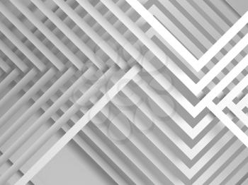 Abstract white digital graphic background, geometric pattern of intersected stripes. 3d render 