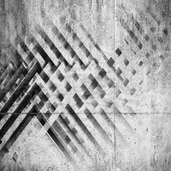 Abstract square background, pattern of intersected stripes with concrete texture. 3d illustration