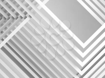 Abstract white digital background, geometric pattern of intersected stripes. 3d render illustration