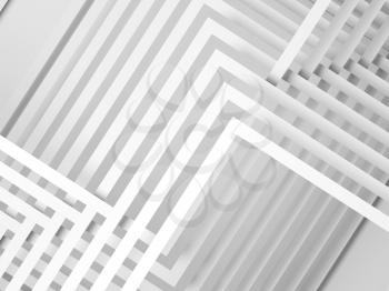 Abstract white digital graphic background, geometric pattern of intersected stripes. 3d illustration