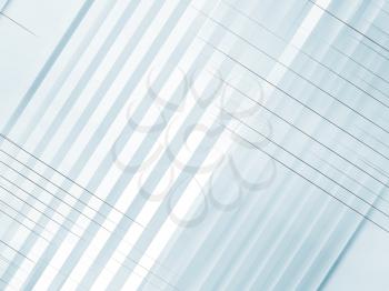 Abstract white blue background, geometric pattern of stripes and black lines. Digiral graphic, 3d render illustration