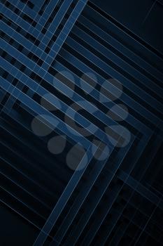 Abstract vertical digital background, geometric pattern of intersected stripes and wireframe lines useful as a mobile gadgets wallpaper image. 3d render illustration