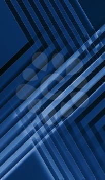 Abstract blue vertical digital background, geometric pattern with intersected stripes useful as a mobile gadgets wallpaper image. 3d render illustration