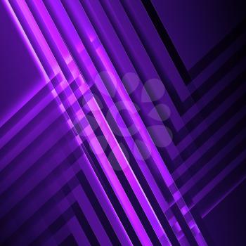 Abstract purple square digital background, geometric pattern with intersected glowing stripes. 3d render illustration