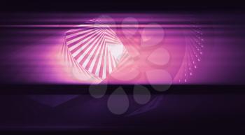 Abstract digital background with glowing violet helix shapes on black, 3d illustration