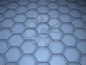 Blue hexagonal lattice structure. 3d illustration