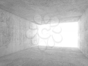 Abstract empty concrete room interior with daylight from blank window. 3d render illustration