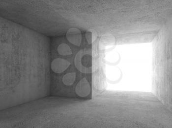 Abstract empty concrete room interior with daylight from blank window. 3d illustration