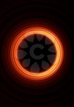 Tunnel of glowing red rings, abstract digital background, vertical 3d illustration