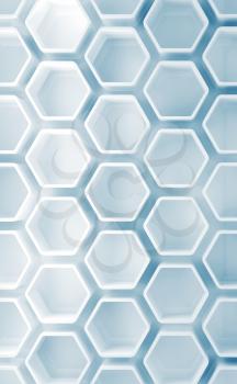 Abstract honeycomb relief pattern, vertical 3d illustration
