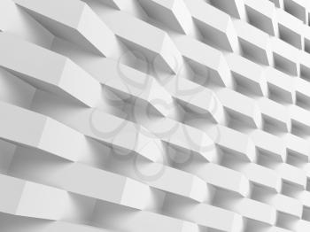 Abstract white digital background, geometric relief over wall. 3d illustration