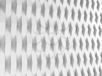 Abstract white digital background, geometric relief pattern, corners over wall. 3d render