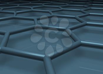 Blue hexagonal layer fragment, 3d illustration