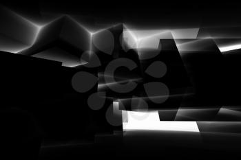 Abstract black digital design background, 3d illustration