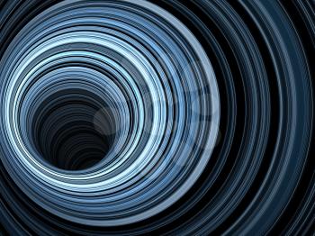 Abstract background, tunnel of glowing blue rings, 3d render illustration